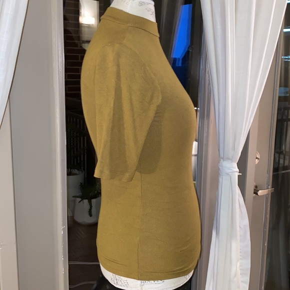 A New Day olive army green shortsleeve ribbed mock turtleneck business casual XS - Picture 4 of 8